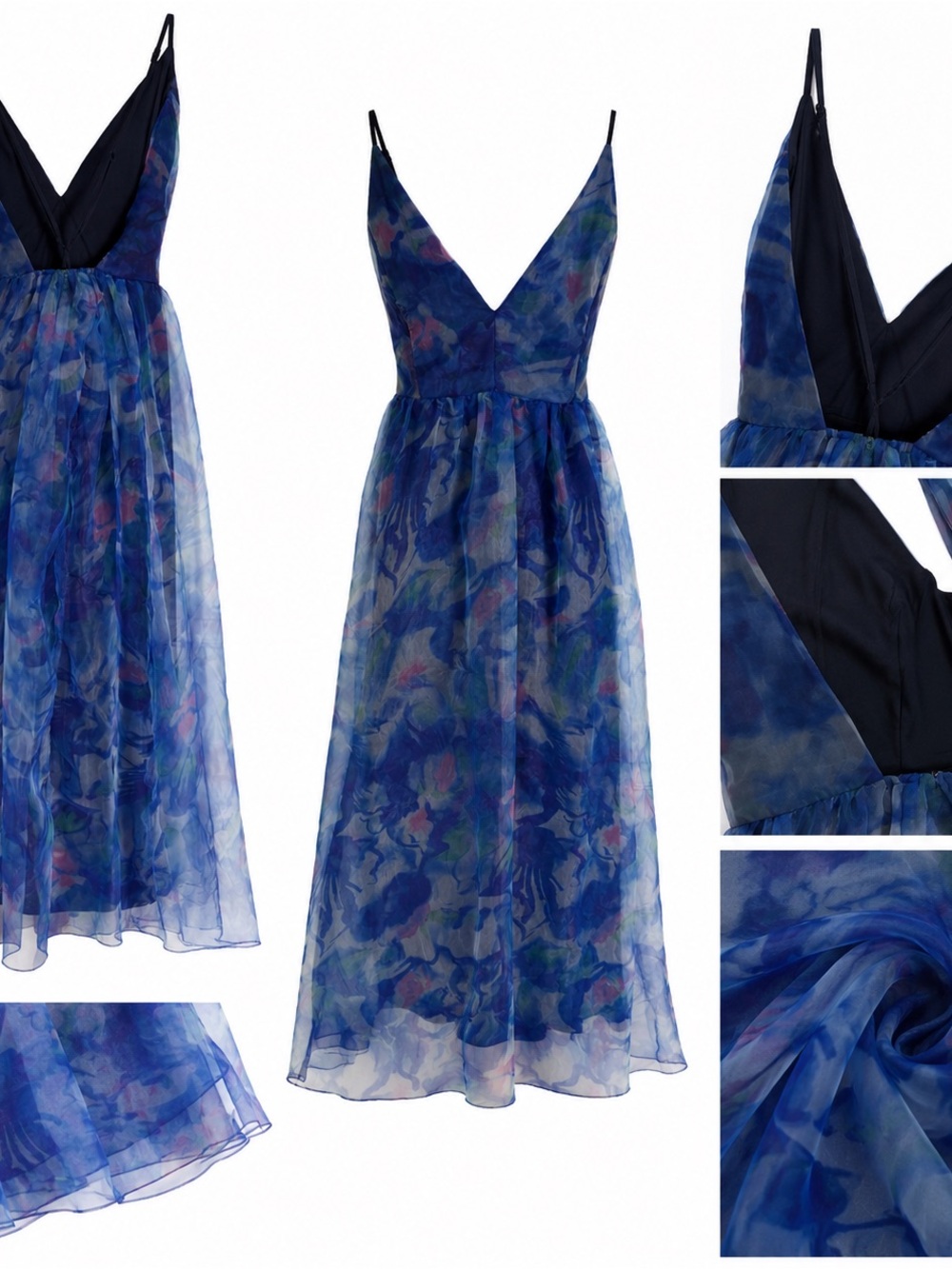 👗 Lulu's Blue Floral Print Maxi Dress Size Large